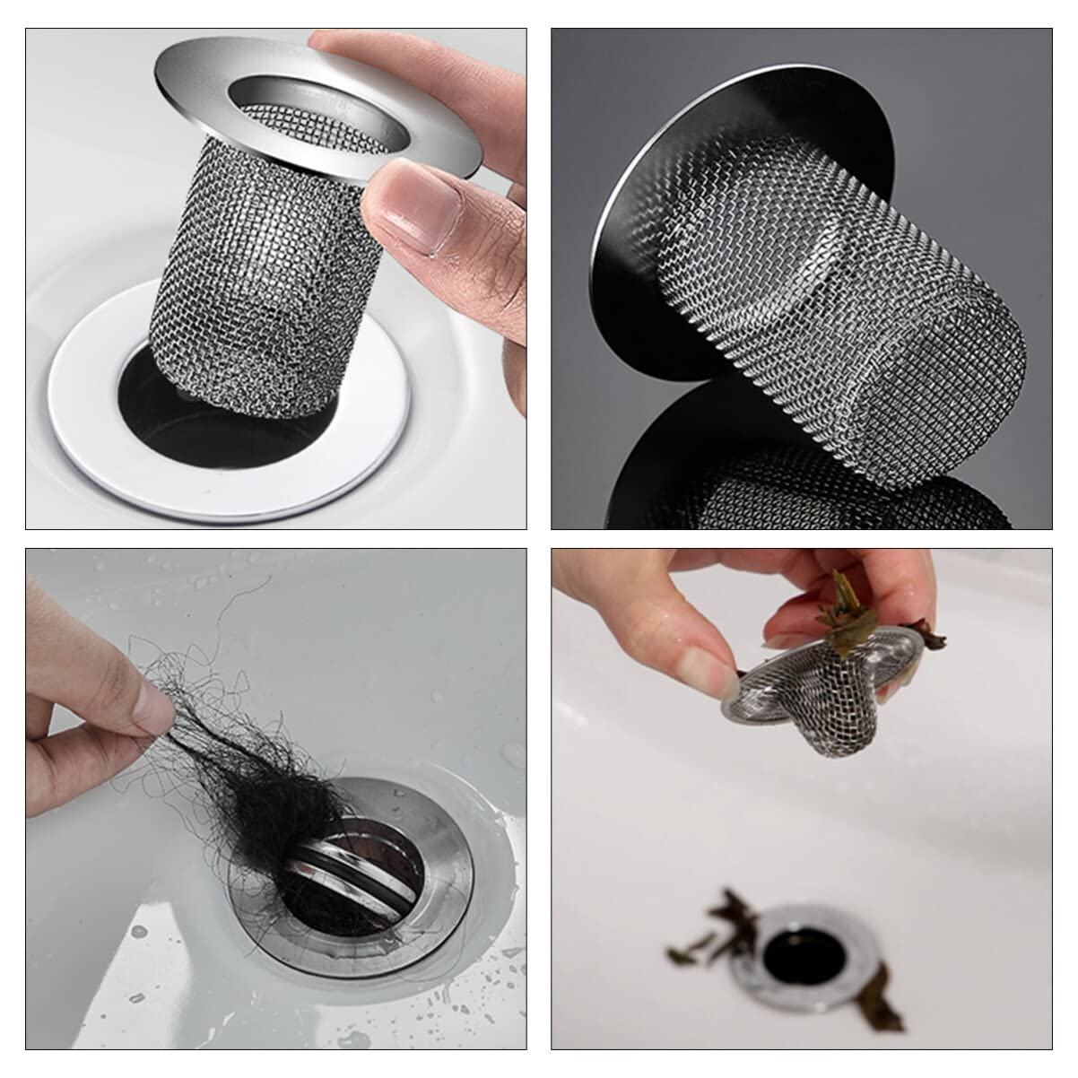 4pcs Filter Hair Catcher for Sink Drain Hair Trap Drain Hole Trap Sink Mesh Strainer Basin Drainage Strainer Sink Mesh Hair Catcher Drain Cover Mesh Sink Strainer Sink Drainer