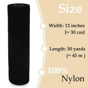 Black Organza Fabric Roll Crystal Organza 12" by 50 Yards Sheer Tulle Fabric Shiny Netting for Halloween Party Backdrop Decoration Table Runner Gift Wrapping DIY Crafts