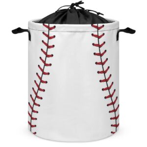 meikko baseball hamper laundry basket waterproof collapsible with drawstring dirty clothes storage bag for bathroom dorm toy organizer