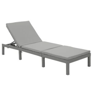 vongarten chaise lounge ourdoor,tanning chair with 5 adjustable backrest, patio lounge chair for outside poolside beach pool grey