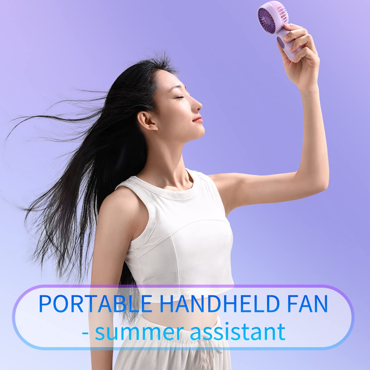 VanSmaGo [Portable Mini Fan 3-pack] Handheld Personal Small Fan with 3-speed for Travel, USB Rechargeable Battery Operated Eyelash Fan, Pink&Blue&Purple