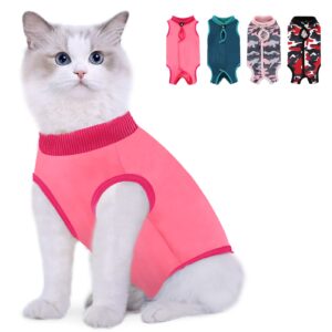 migohi cat recovery suit, surgical recovery suit for cat anti-licking, cat body suit post surgery for abdominal wounds skin diseases, e-collar alternative kitten onesie for female, hot pink s