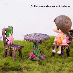 9 Pcs Miniature Table and Chairs Set Fairy Garden Furniture Ornaments Kit for Dollhouse Accessories Home Micro Landscape Decoration Brown