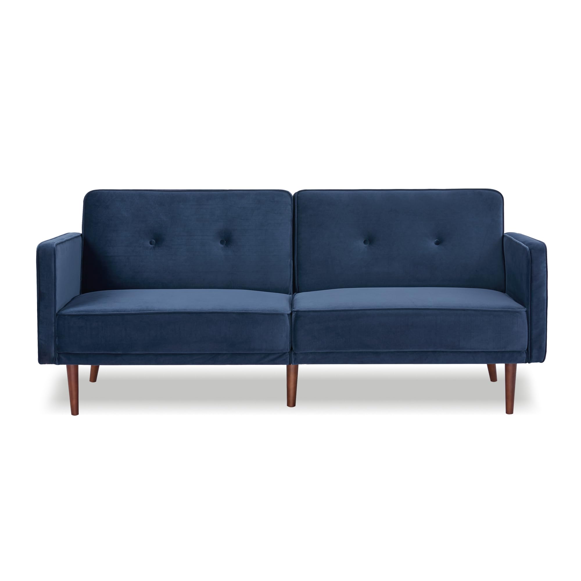 Artdeco Home Convertible Sofa with 3 Level of Adjustability, 76" W Mid-Century Style Soft 100% Polyester Fabric Sofa Bed for Living Room (Velvet Blue)