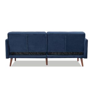 Artdeco Home Convertible Sofa with 3 Level of Adjustability, 76" W Mid-Century Style Soft 100% Polyester Fabric Sofa Bed for Living Room (Velvet Blue)