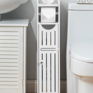 AOJEZOR Toilet Paper Holder Stand: Bathroom Storage Cabinet - Toilet Paper Holder Fit for Mega Roll,White