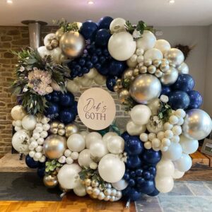 Navy Blue Balloon Garland Double Stuffed Pearl White Royal Blue Balloon Dark Blue Gold Balloon arch Kit for Birthday Party Baby Shower Wedding Graduation Bridal Shower Decoration