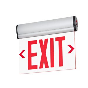 tanlux red exit signs for business, led edge lit exit sign, ul 924, hardwired emergency exit lights with battery backup, aluminum housing with rotating acrylic clear panel, ac 120/277v, 1 pack