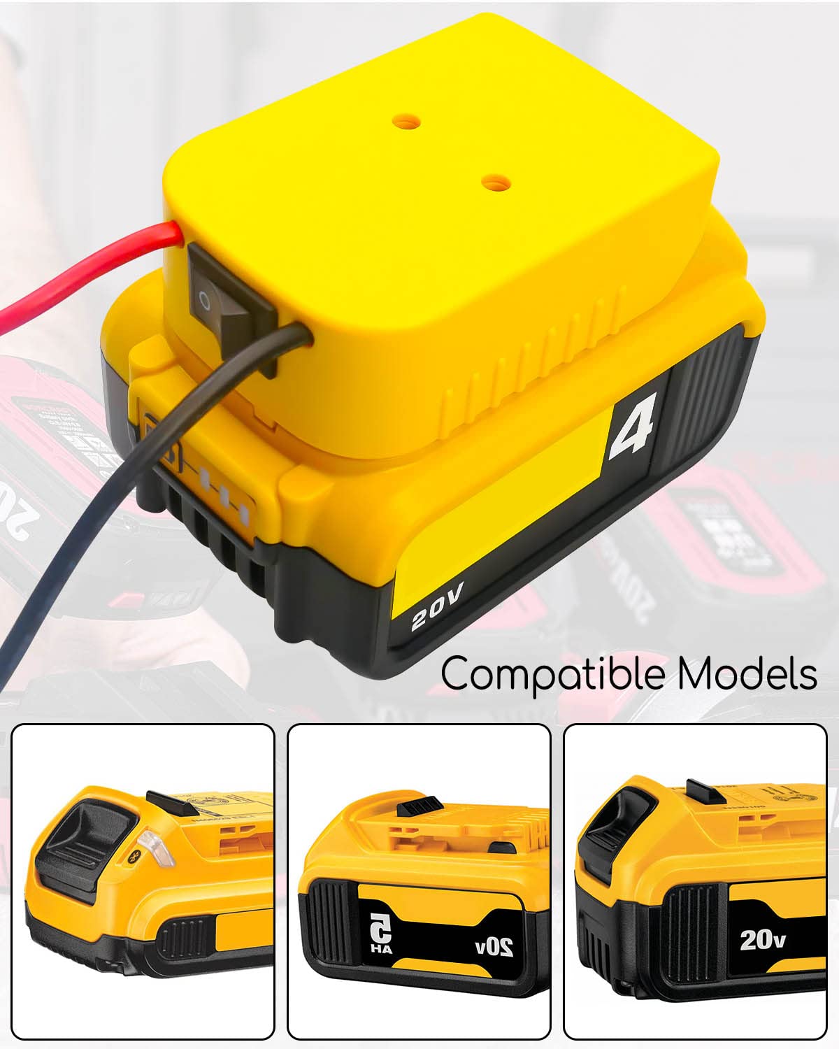 Power Wheel Battery Adapter Converter Kit Fit for DeWalt 18V 20V Battery, Speed Controller Kit, with Fuse and Wire Terminals & Protective Box & Voltage Display & Low Voltage Protection