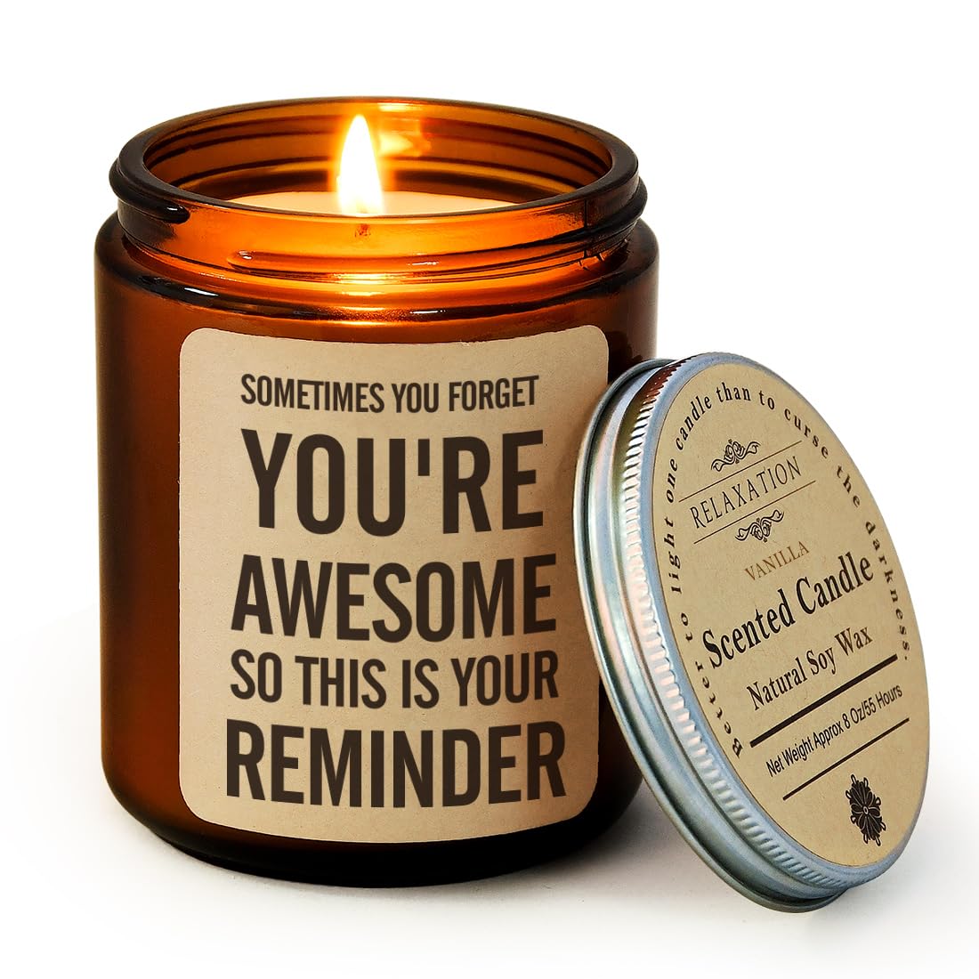 Inspirational Gifts for Friends Sisters Coworkers - Sometimes You Forget You're Awesome Lavender Candle, Uplifting Home Scented Candle for Birthday Party,8 oz, 55 Hours Burning