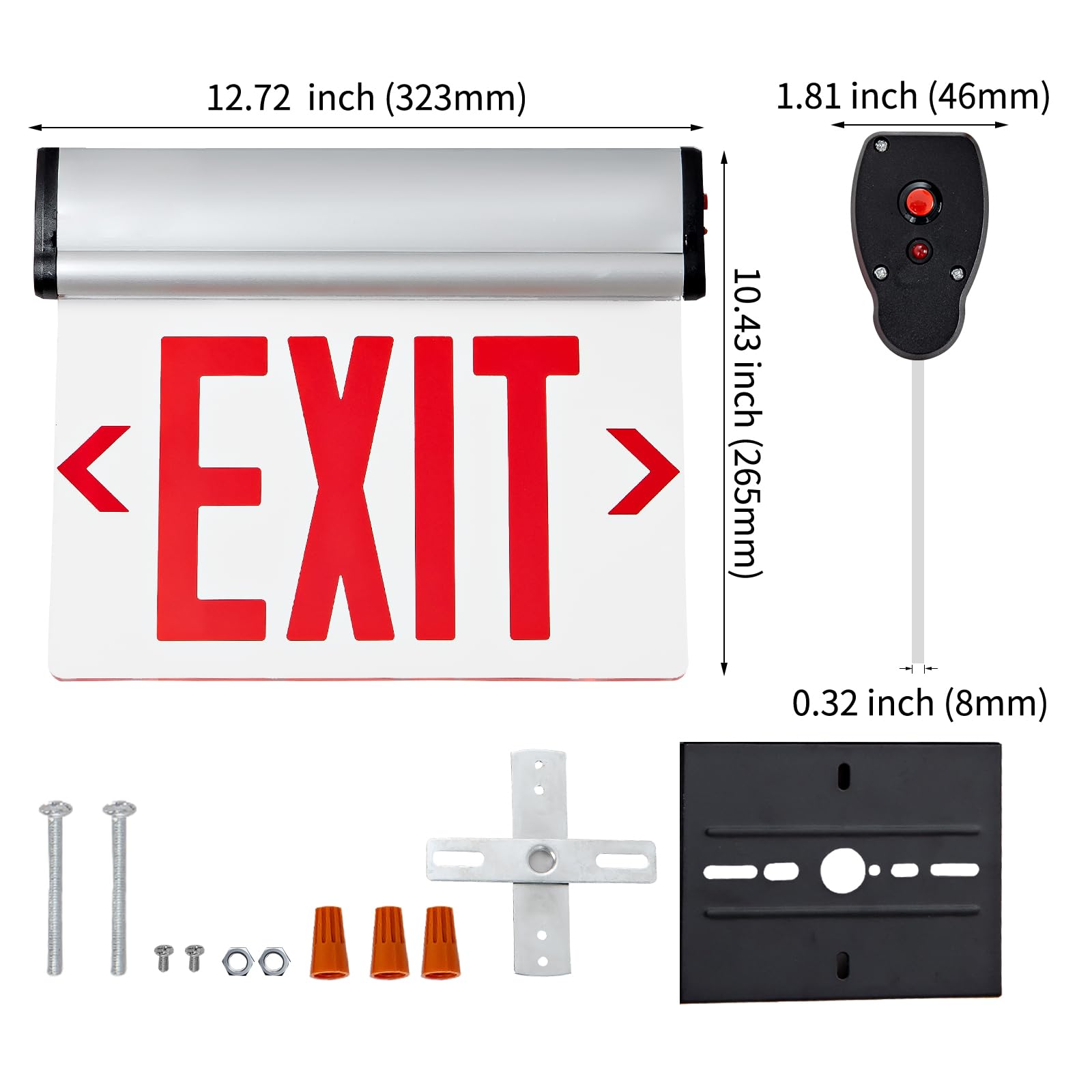 TANLUX Red Exit Signs for Business, LED Edge Lit Exit Sign, UL 924, Hardwired Emergency Exit Lights with Battery Backup, Aluminum Housing with Rotating Acrylic Clear Panel, AC 120/277V, 1 Pack