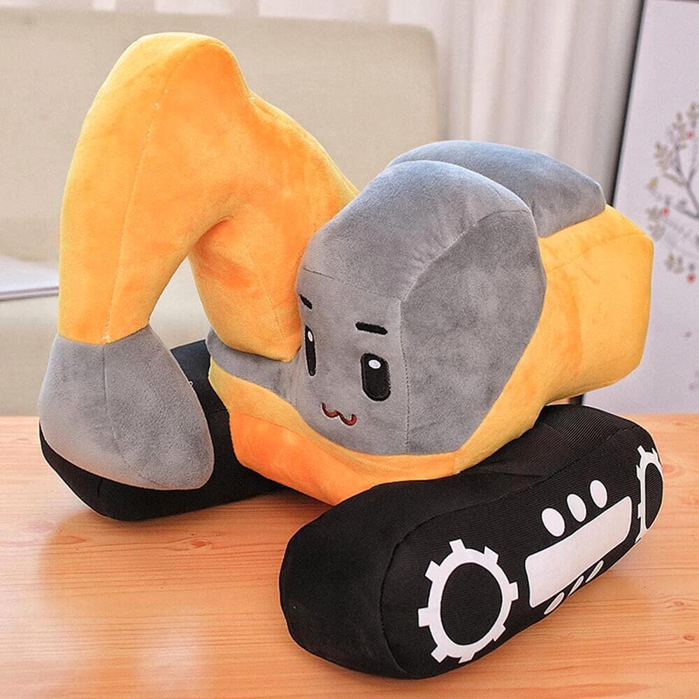 XIYUAN 11 inch Soft Excavator Stuffed Construction Toy Truck Toy Super Cute Car Plush Pillow - Soft Plush Toys for Little Boys, Girls, Babies and Toddlers - Great Gift（Yellow）