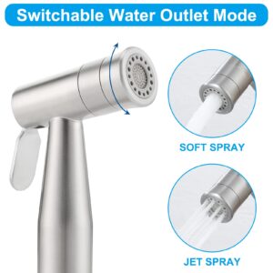 MULIN Bidet Sprayer for Toilet Water Pressure Control Handheld Bidet Toilet Sprayer Baby Cloth Diaper Sprayer Bidet Hose for Feminine Wash Brushed Nickel Stainless Steel