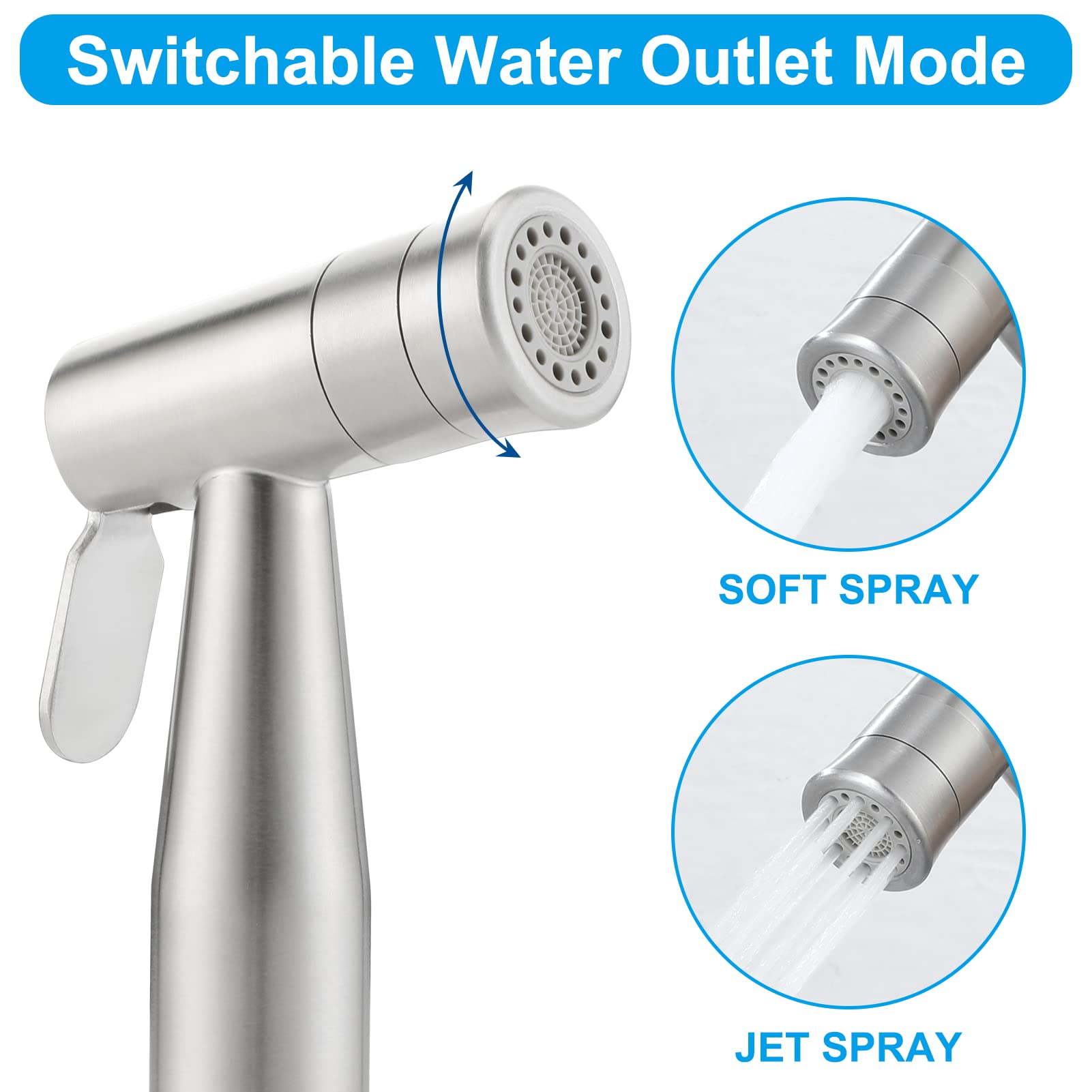 MULIN Bidet Sprayer for Toilet Water Pressure Control Handheld Bidet Toilet Sprayer Baby Cloth Diaper Sprayer Bidet Hose for Feminine Wash Brushed Nickel Stainless Steel