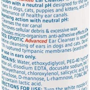 OTOMITE PLUS Ear Miticide Mite Treatment for Cats & Dogs 15 mL w/ EpiOtic Advanced Ear Cleanser 118 mL & 100 Degrease Cotton Tips + 16 Large Cotton Balls - Cleans, Dries, Deodorizes & Clears Ear Mites