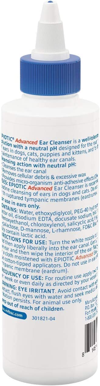 OTOMITE PLUS Ear Miticide Mite Treatment for Cats & Dogs 15 mL w/ EpiOtic Advanced Ear Cleanser 118 mL & 100 Degrease Cotton Tips + 16 Large Cotton Balls - Cleans, Dries, Deodorizes & Clears Ear Mites