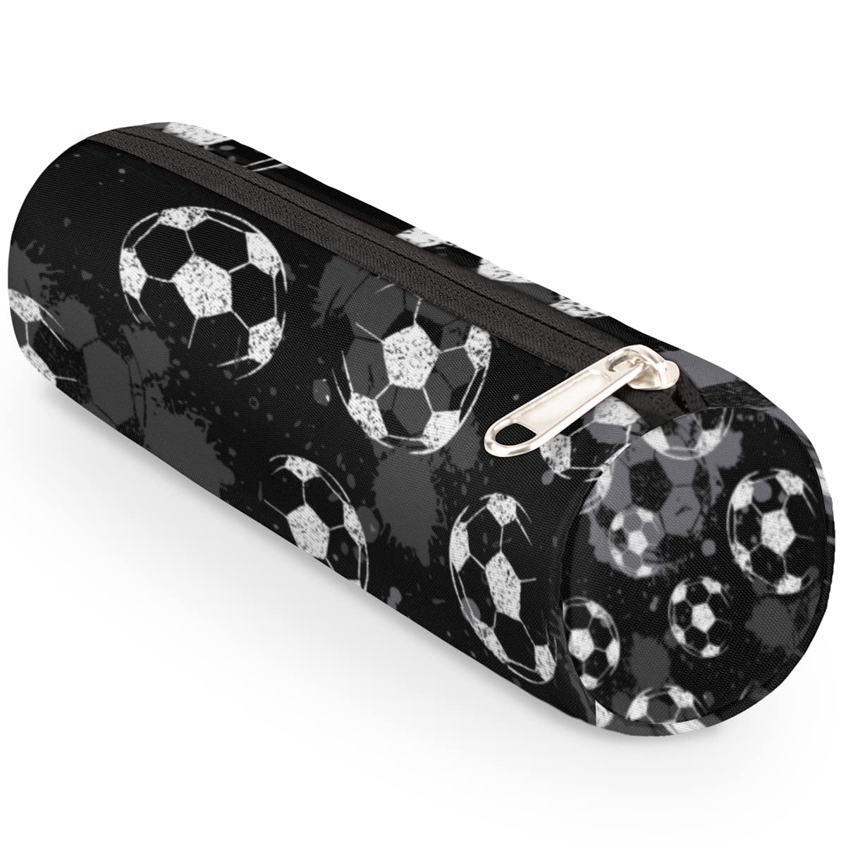 OMFUNS Sport Football Custom Pencil Case Soccer Ball Personalized Pencil Pouch for School Teen Girl Boy Kid Pencil Bag Pen Case Student Stationery Storage Cosmetic Makeup Bag Women