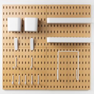 MULSAME 22" x 22" Pegboard Combination Kit, Wall Mounted Storage Set with 4 Pegboards & 14 Accessories Hanging, Woodlike Peg Boards Organizer for Walls Display, Crafts Organization, Kitchen Organizer