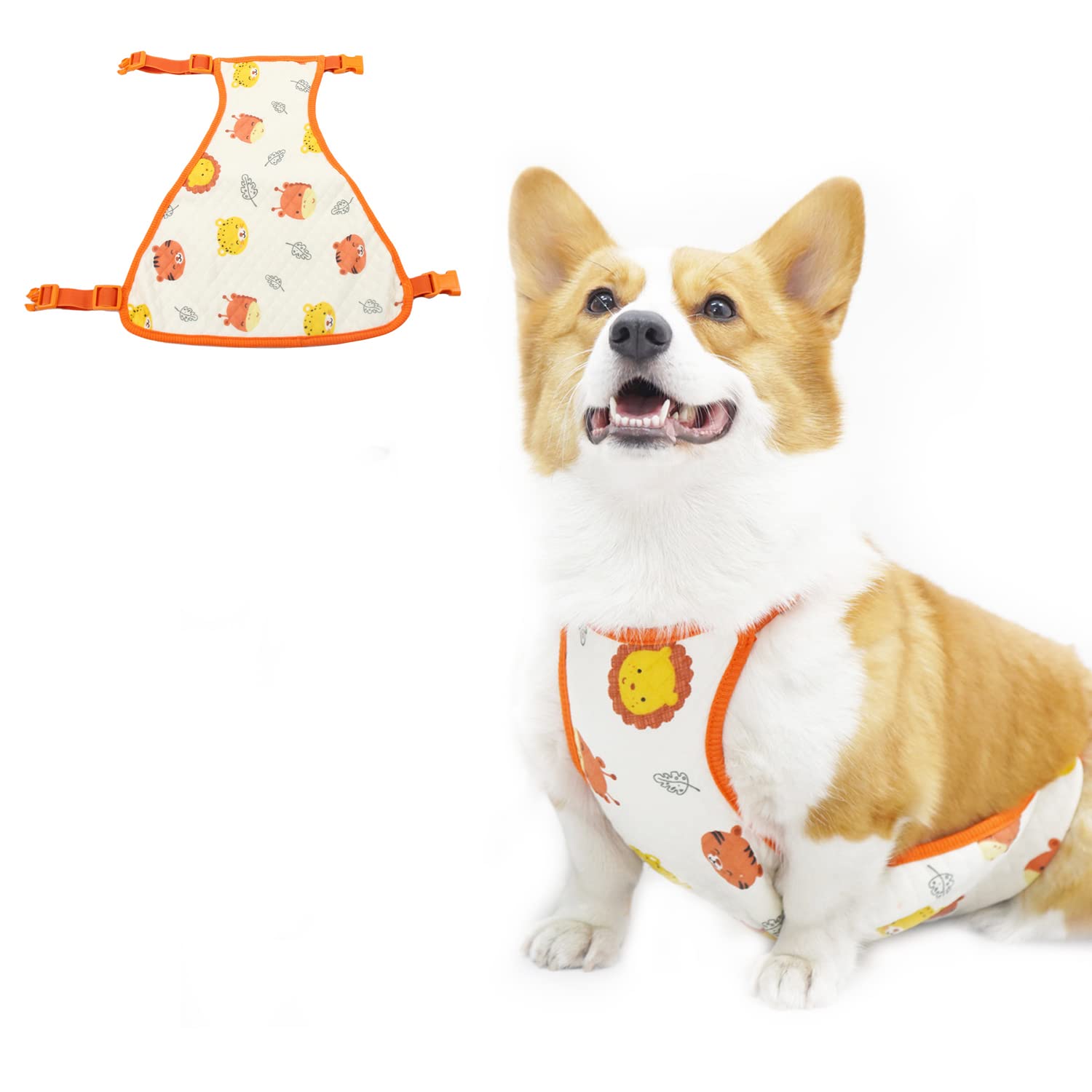 Garden Miller Dog Belly Protector, Anti Cold Clothing, Vest for Both Indoor and Outdoor Wear, Washable and Adorable Pajamas_S(Orange-Female)