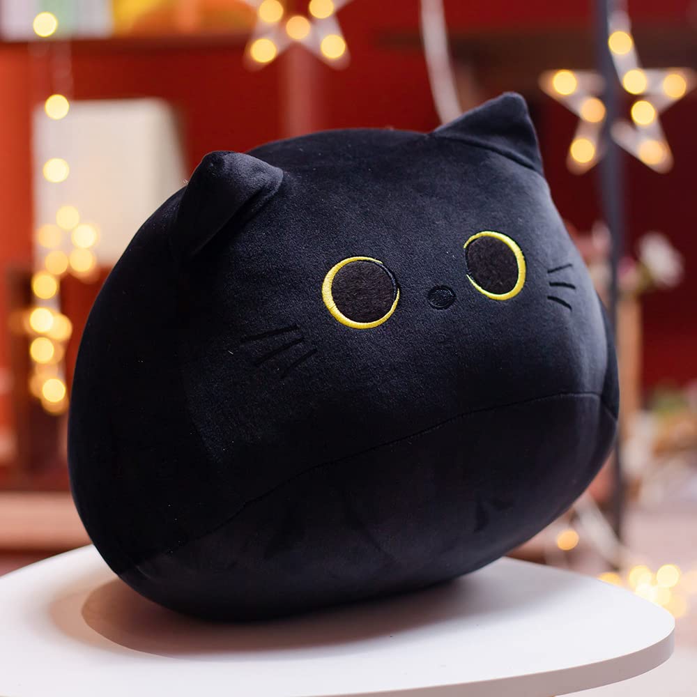 SecretCastle Black Cat Plush Toy Pillow Soft Plush Doll Cat Plushie Cat Pillow,Stuffed Animal Lifelike Toys (7.8‘’/20 cm)