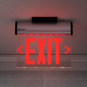 TANLUX Red Exit Signs for Business, LED Edge Lit Exit Sign, UL 924, Hardwired Emergency Exit Lights with Battery Backup, Aluminum Housing with Rotating Acrylic Clear Panel, AC 120/277V, 1 Pack