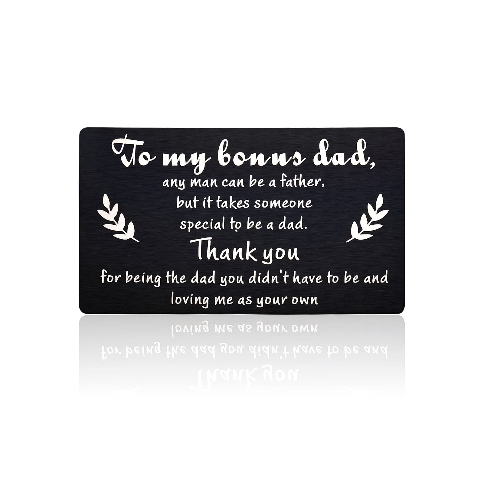 TI-EDC Gifts for Stepdad Bonus Dad Engraved Wallet Card for Fathers Day Card for Dad from Daughter Son Thank You Card Gifts for Dad to Be Dad Birthday Gifts for Men