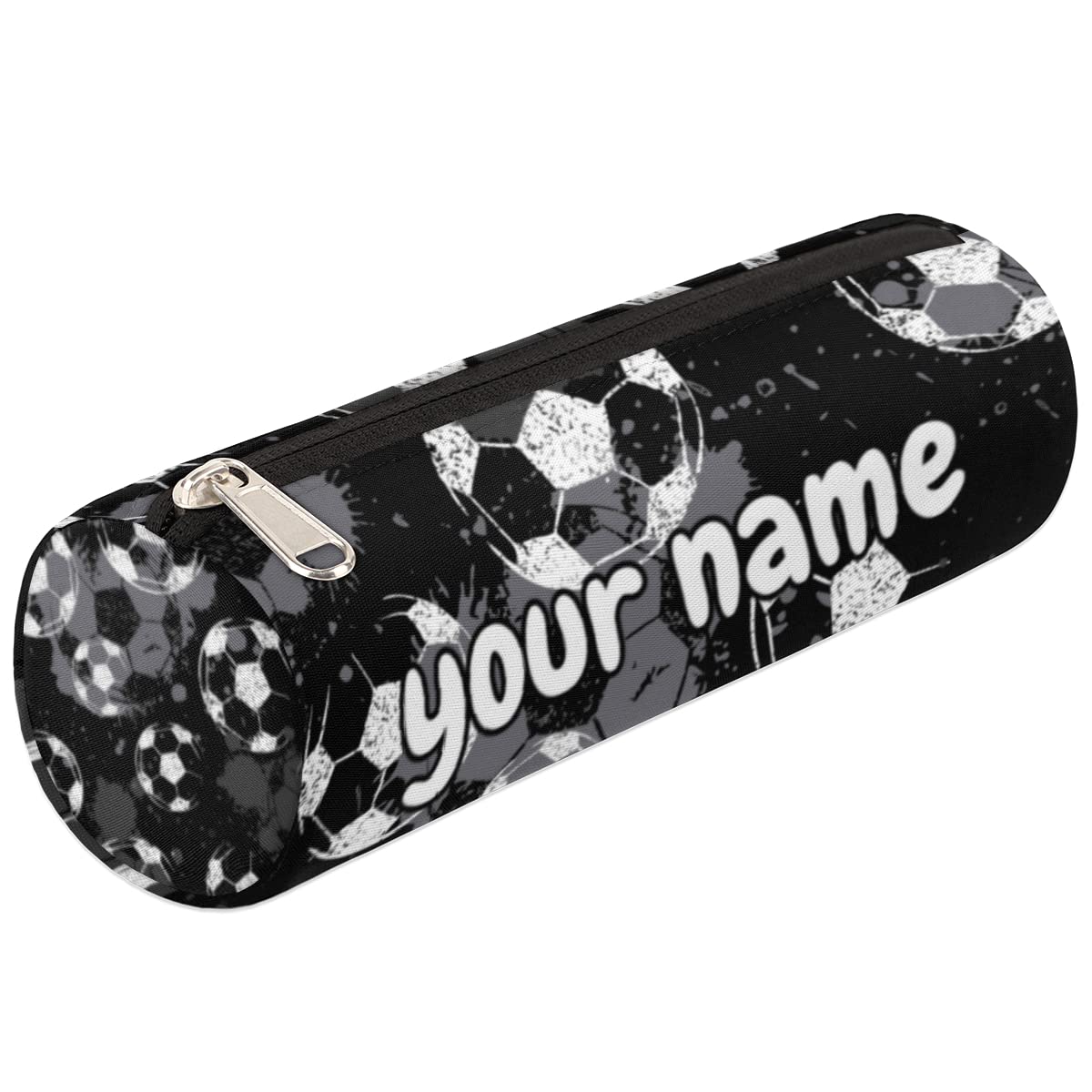 OMFUNS Sport Football Custom Pencil Case Soccer Ball Personalized Pencil Pouch for School Teen Girl Boy Kid Pencil Bag Pen Case Student Stationery Storage Cosmetic Makeup Bag Women