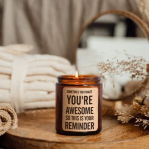 Inspirational Gifts for Friends Sisters Coworkers - Sometimes You Forget You're Awesome Lavender Candle, Uplifting Home Scented Candle for Birthday Party,8 oz, 55 Hours Burning