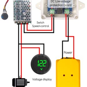 Power Wheel Battery Adapter Converter Kit Fit for DeWalt 18V 20V Battery, Speed Controller Kit, with Fuse and Wire Terminals & Protective Box & Voltage Display & Low Voltage Protection