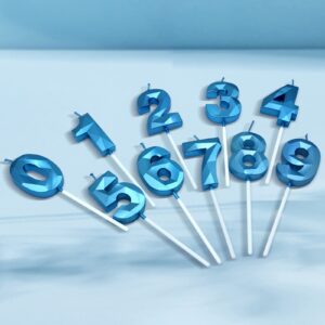 33rd Birthday Candles for Cake, Blue Number 33 3D Diamond Shaped Candle Birthday Decorations Party Supplies for Women or Men