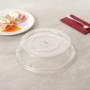 Restaurantware Cater Tek 11 Inch Polycarbonate Plate Cover 1 Shatterproof Dish Cover - Microwavable Endures Up To 210F Clear Plastic Splatter Cover With Finger Hole For 11 Inch Plates