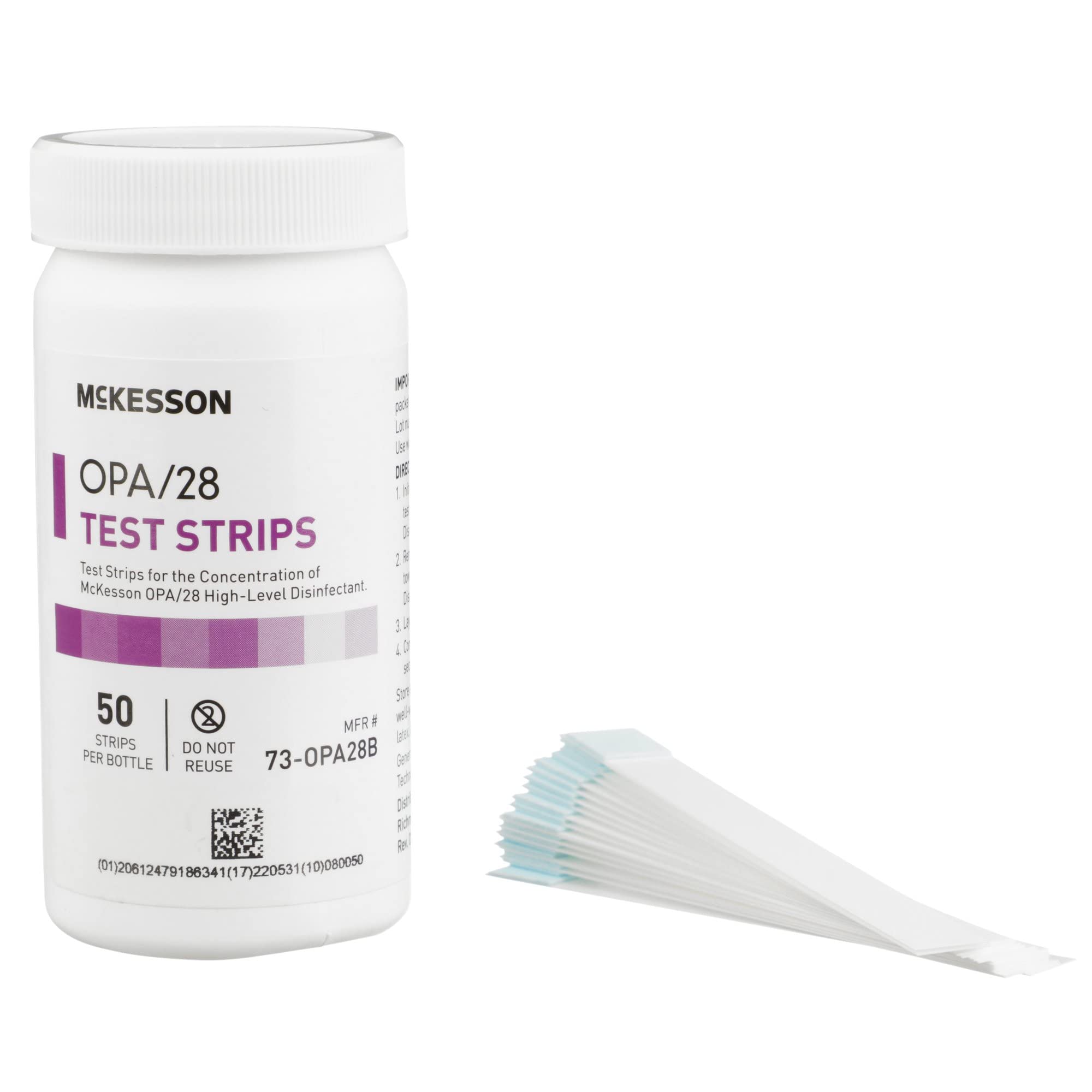 McKesson OPA/28 Test Strips for Concentration Indicator, Single Use, 50 Count, 2 Packs, 100 Total