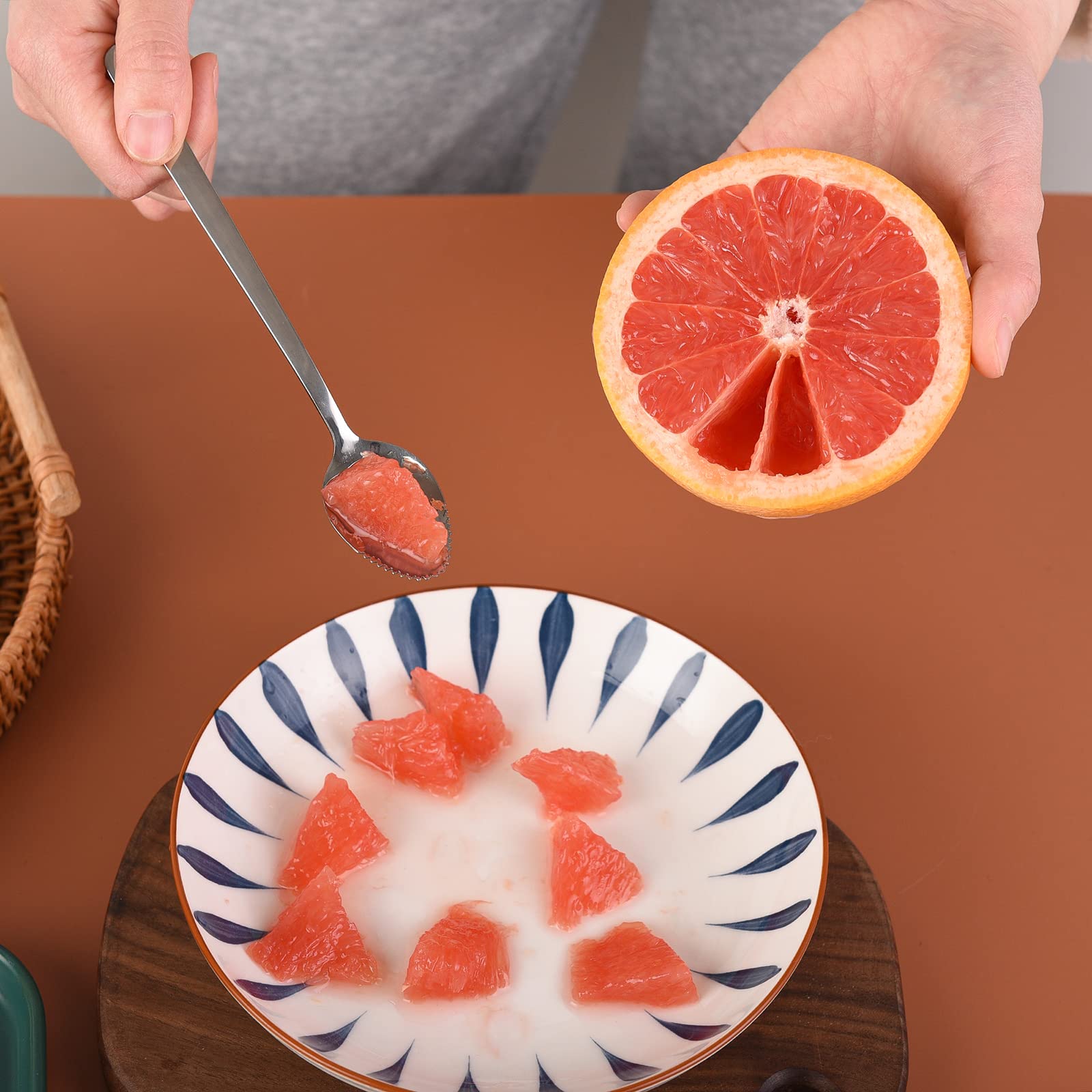 Grapefruit knife & Grapefruit Spoons, Grapefruit Utensil 3 Pieces Set, Stainless Steel Serrated Edges Grapefruit Knife and Spoon, Dishwasher Safe & Kitchen Utensils (Silver)