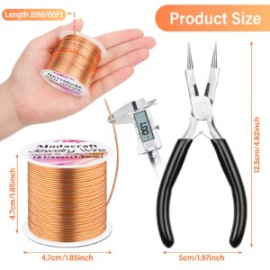 Modacraft 18 Gauge Copper Wire for Jewelry Making with 4 in 1 Plier, 65Ft/1mm Craft Beading Pure Bare Copper Wire for Jewelry Making Supplies and Crafting