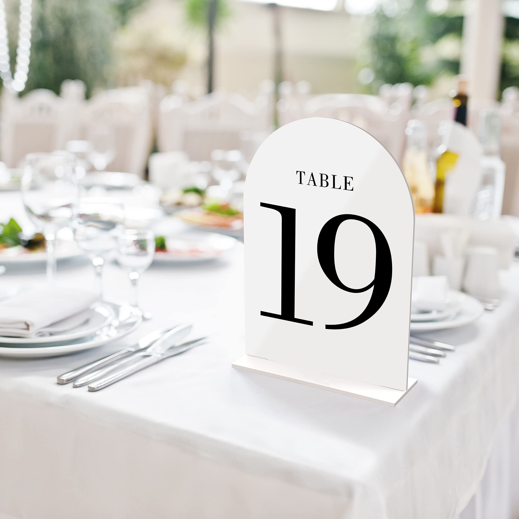 YourGala White Arch Wedding Table Numbers with Double Sided Lettering 1-20, Acrylic Signs with Stands, Perfect for Weddings, Events, Parties, Ceremonies