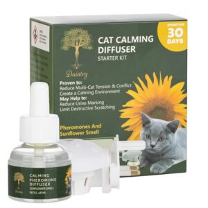 Daintry Cat Calming Pheromone Diffuser with.a Sunflower Smell Starter Kit: Reduces Multi-cat Tension, Conflict, Anxiety, and unwanted Behavior. Perfect for a Peaceful Environment.