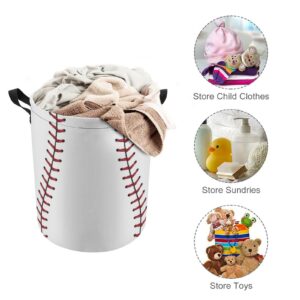 MEIKKO Baseball Hamper Laundry Basket Waterproof Collapsible with Drawstring Dirty Clothes Storage Bag for Bathroom Dorm Toy Organizer