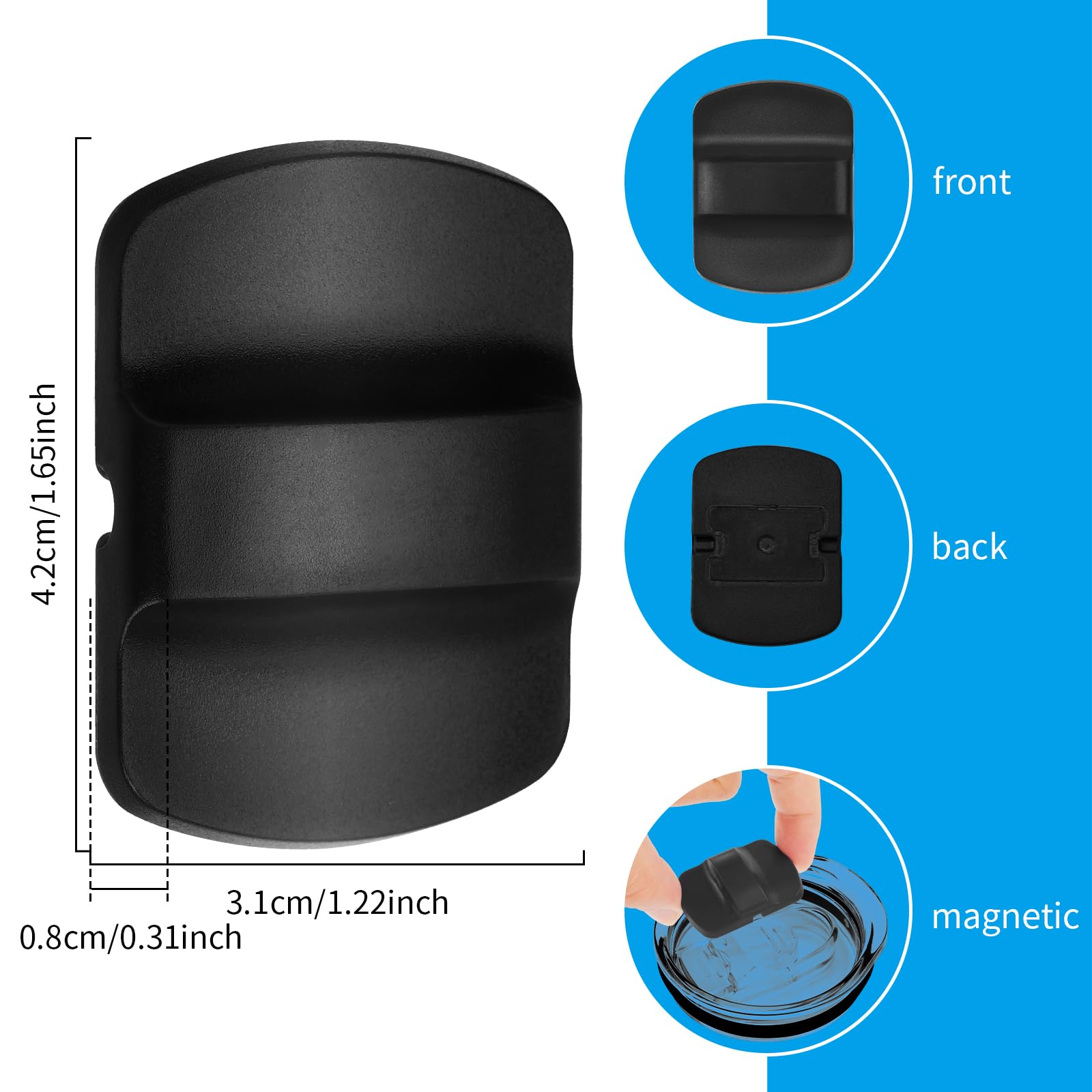 2PCS Magnetic Slider Replacement For Yeti Magnetic Lids No Spil Lids Covers Top Magnetic Sliders For 10 Oz 14 Oz 16 Oz 20 Oz 26 Oz 30 Oz (2black)