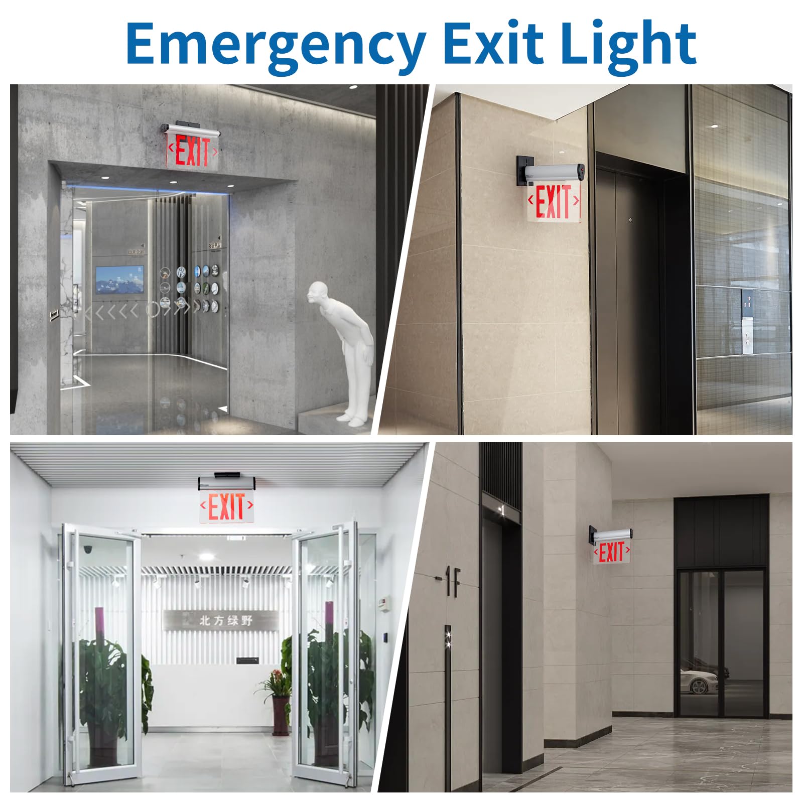 TANLUX Red Exit Signs for Business, LED Edge Lit Exit Sign, UL 924, Hardwired Emergency Exit Lights with Battery Backup, Aluminum Housing with Rotating Acrylic Clear Panel, AC 120/277V, 1 Pack