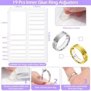 38 Pcs Ring Sizer Adjuster for Loose Rings with Ring Size Measuring Tool, Plug-in Invisible Ring Guards Silicone Tightener EVA Foam Ring Size Adjuster Set with Polishing Cloth