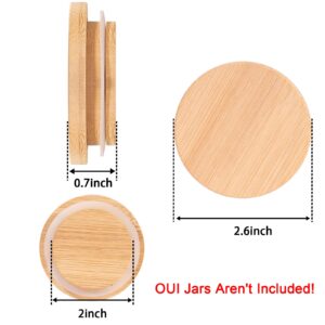 tyrixma Oui Yogurt Jar Lids, 12 Pack Oui Lids, Reusable Natural Bamboo Wood Lids for Oui Yogurt Jars with Silicone Rings Tight Seal (Jars Aren't Included)