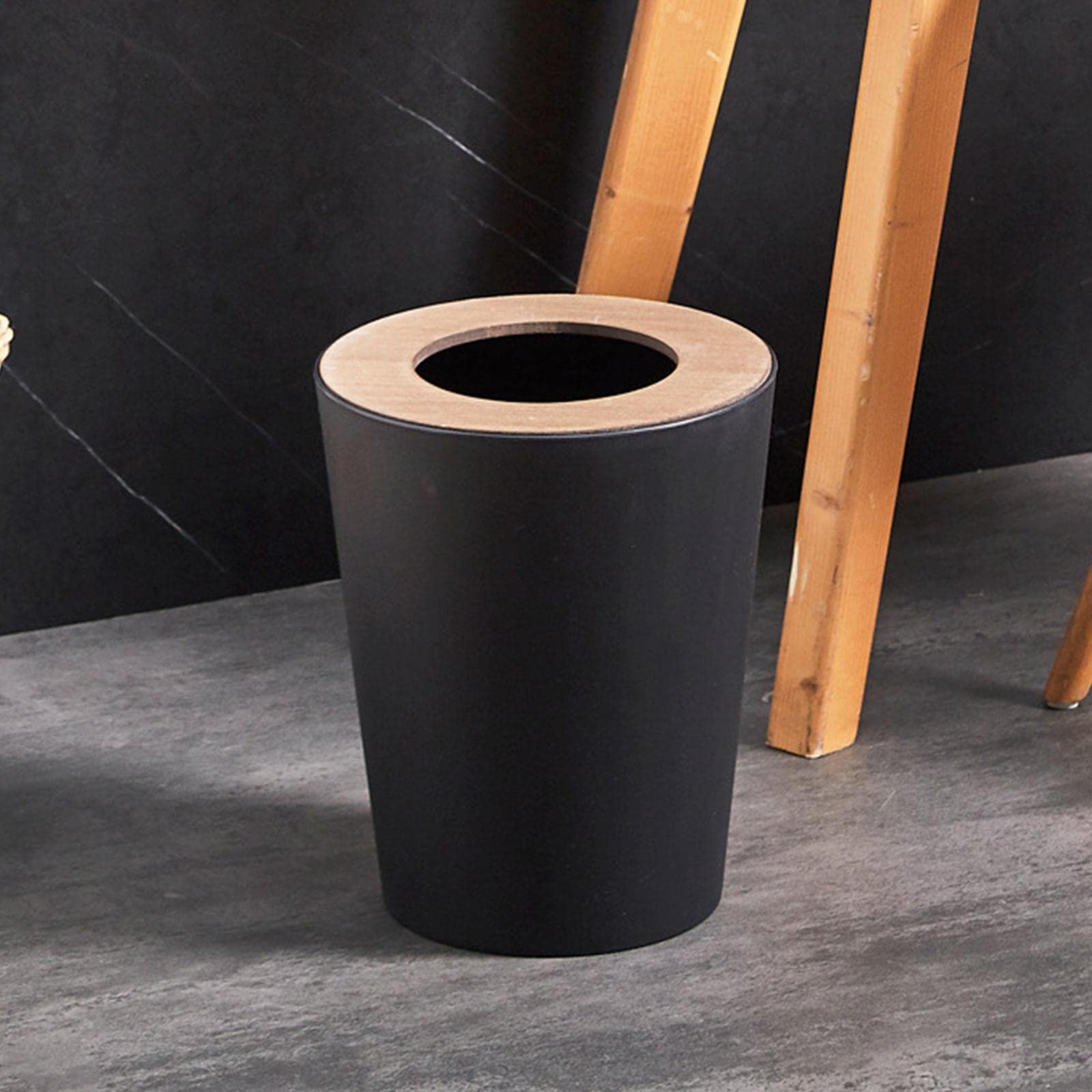 Yajuyi Trash Can Enclosure Indoor Bathroom Wastebasket Large Dustbin Round Opening Top Trash Cans Toilet Waste Bins for Home Toilet Dorms Bedroom, 9L Black