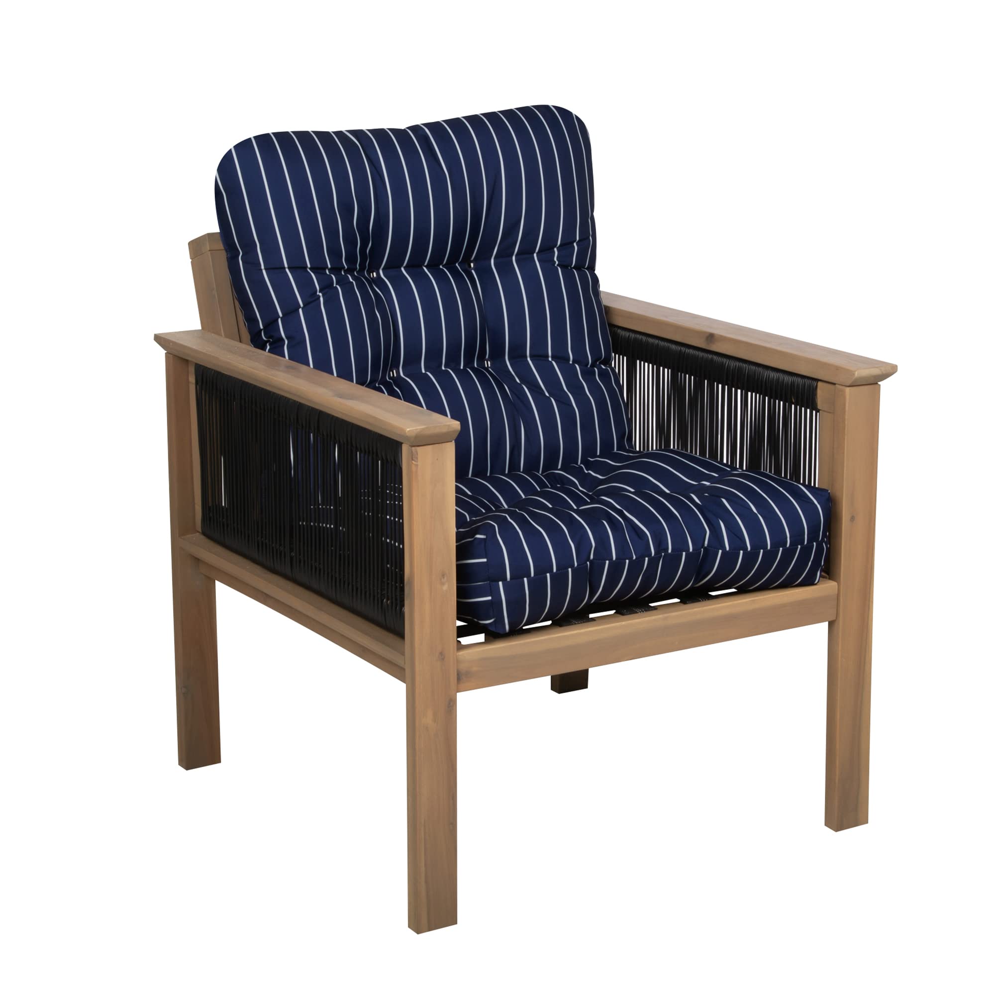 Classic Accessories Water-Resistant 21 x 19 x 22.5 x 5 Patio Chair Cushion, Classic Navy, Stripe, Patio Furniture Chair Cushion