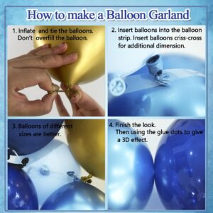 INFLORAL Winter Christmas Wonderland Party Balloon Arch Kit Navy Metallic Pastel Blue and Gold Balloon Garland Kit for New Year Birthday Father's Day Baby Shower Wedding Graduation Party Decorations