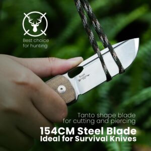 Kizer Bugai Pocket Knife Green Micarta Handle Folding Knife, 154CM Steel Blade EDC Knife with Thumb Hole Opener Camping Hunting Knife for Men Women V3627C1