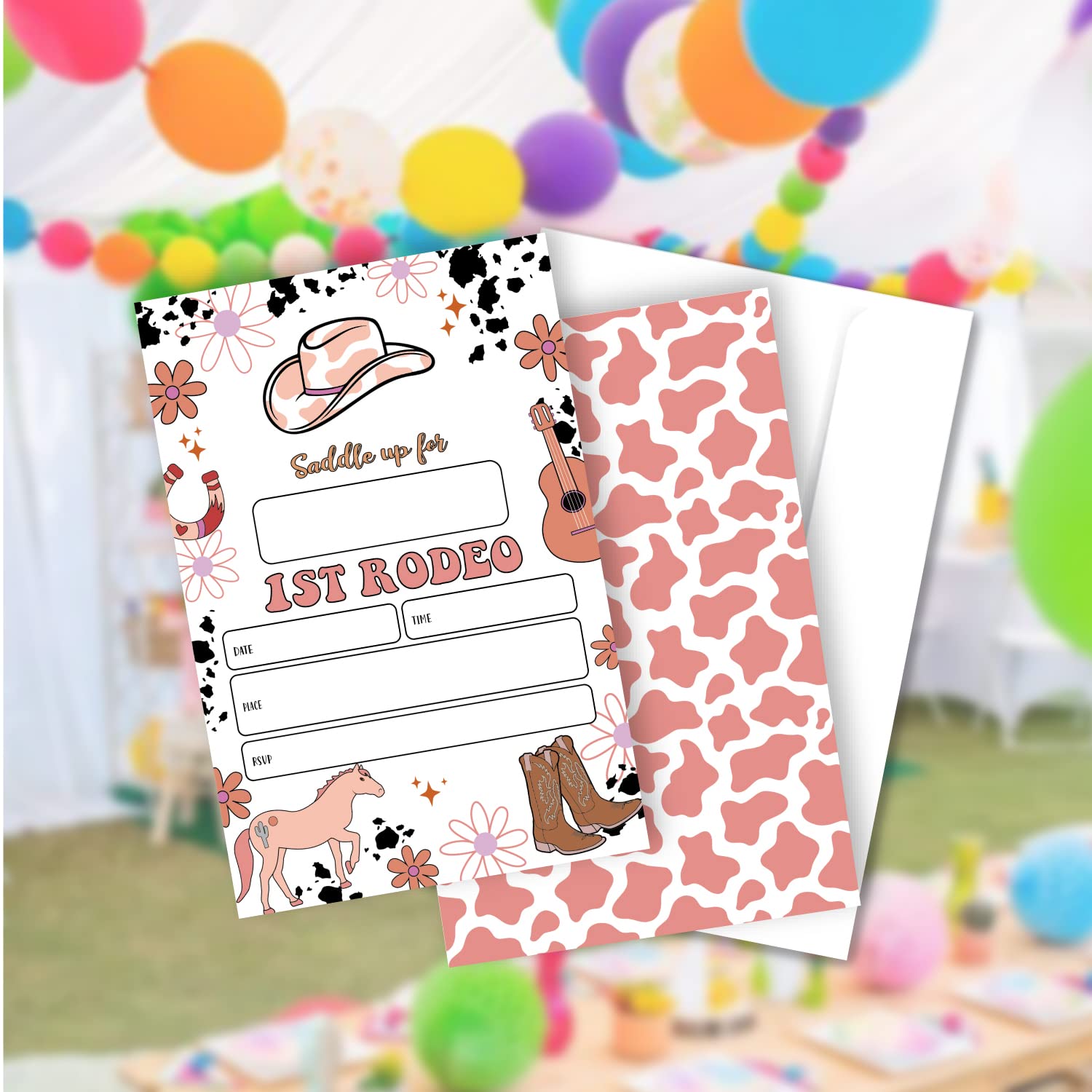 Grapehiker Unisex-Adults Birthday Party Invitation Set, 20 Cards with Envelopes, Multicolor, Includes Patterns and Lines for Writing Details