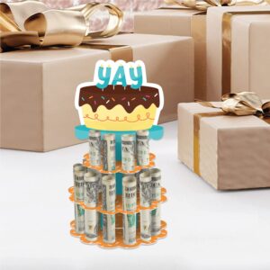 Big Dot of Happiness Colorful Happy Birthday - DIY Birthday Party Money Holder Gift - Cash Cake