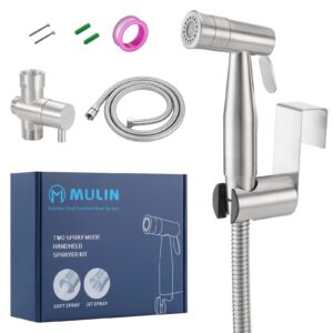 mulin bidet sprayer for toilet water pressure control handheld bidet toilet sprayer baby cloth diaper sprayer bidet hose for feminine wash brushed nickel stainless steel