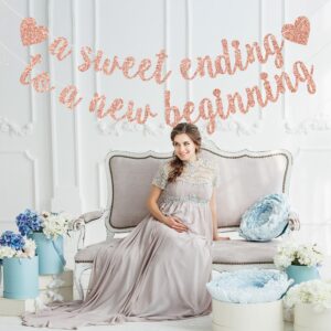 A Sweet Ending to A New Beginning Banner, Let the Adventure Begin, Graduation/Wedding/Retirement/Birthday Party Decorations (Rose Gold Glitter)