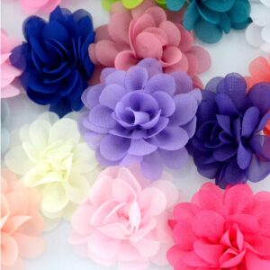 Ewanda store 50 Pcs Chiffon Fabric Flowers Small Chiffon Flowers for DIY Appliques Sewing Craft Wedding Party Decoration